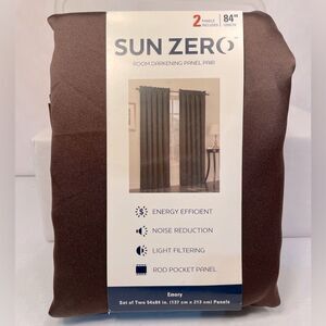 Sun Zero Brown Room Darkening Curtains